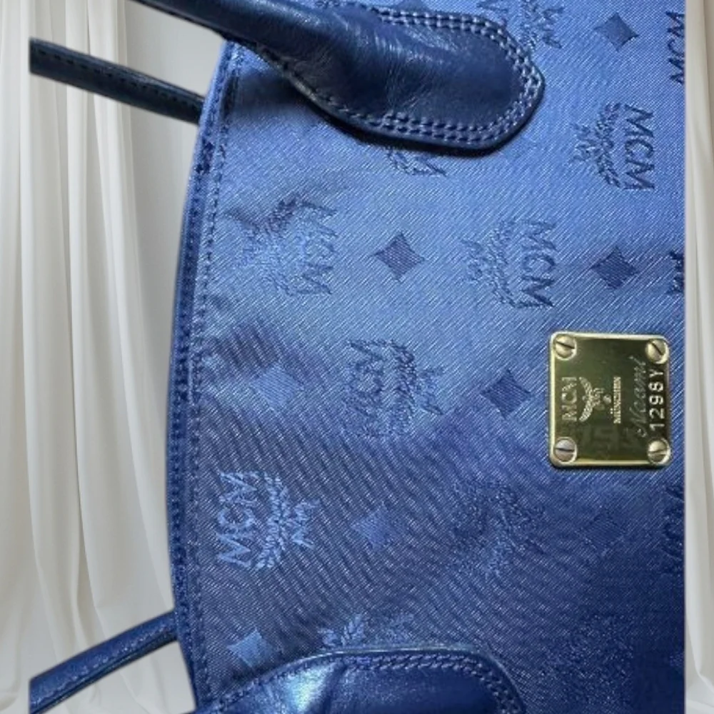 MCM Canvis Viesto Navy Blue Tote Bag with Certificate